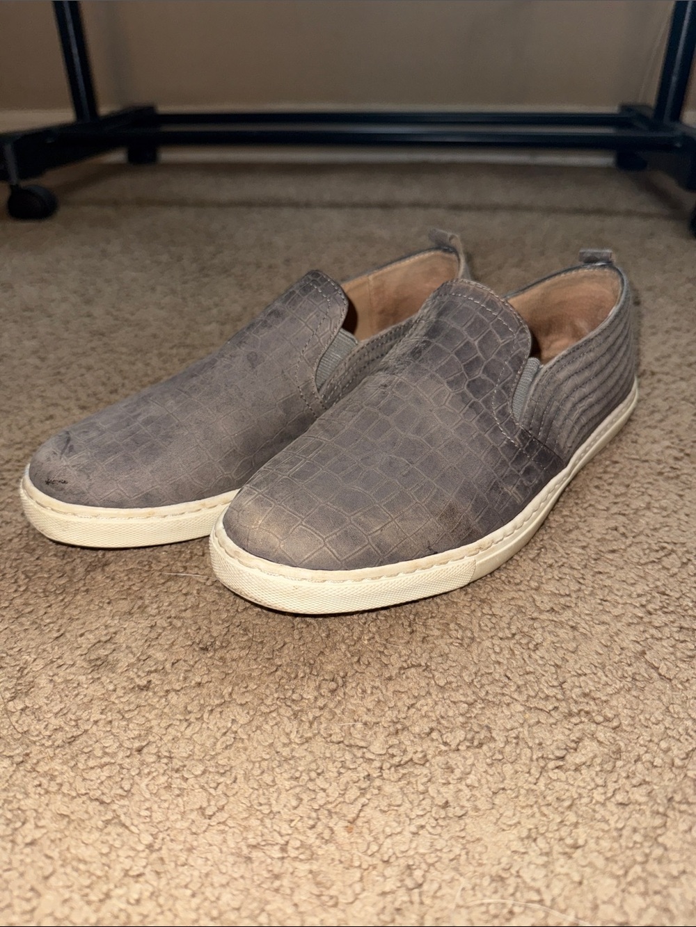 Splendid Gray Croc-Embossed Slip-On Sneakers